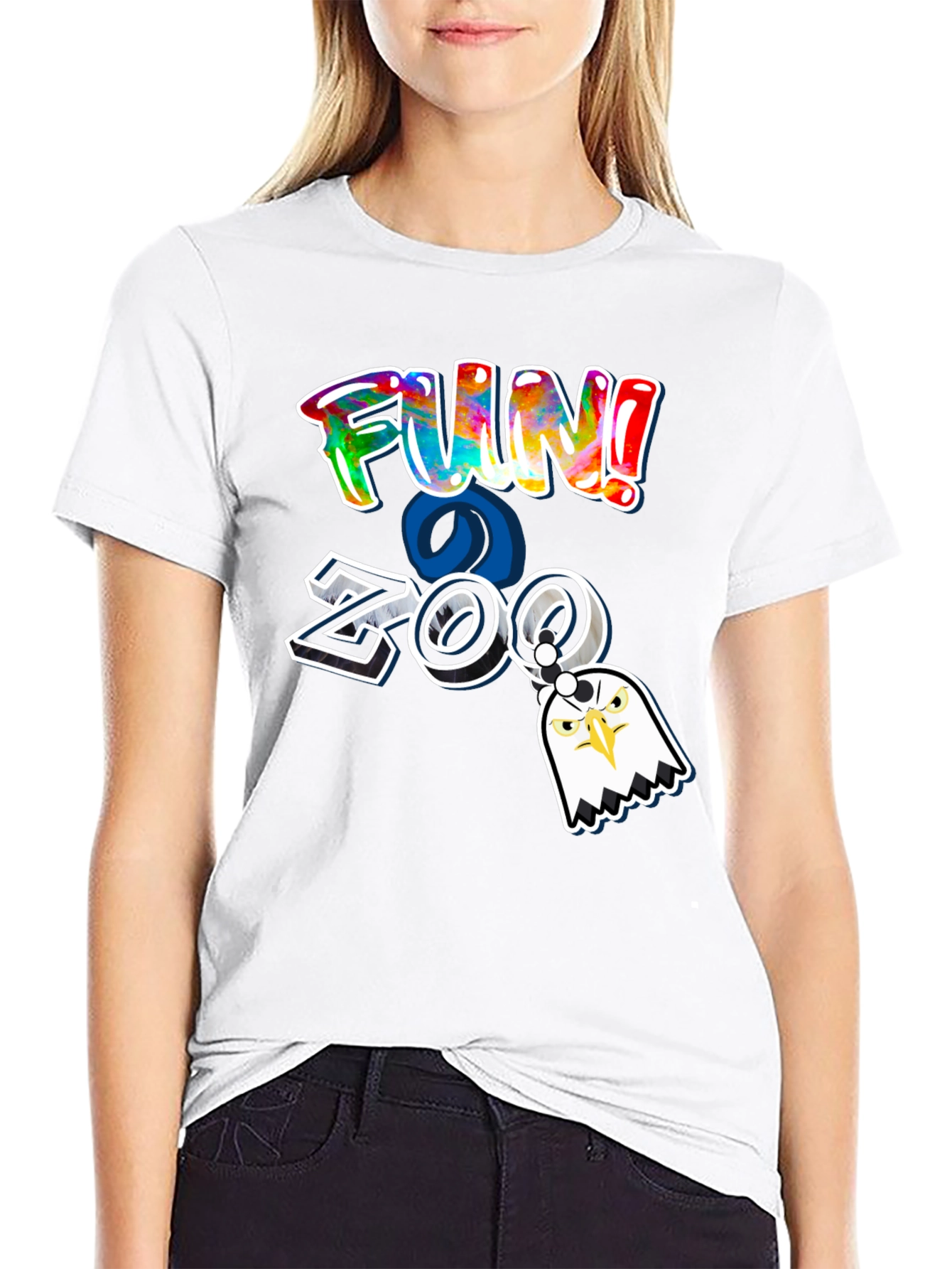 Fun at the Zoo Black T-Shirt with Eagle Charm