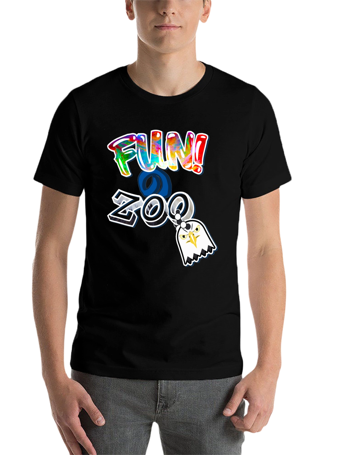 Fun at the Zoo Black T-Shirt with Eagle Charm