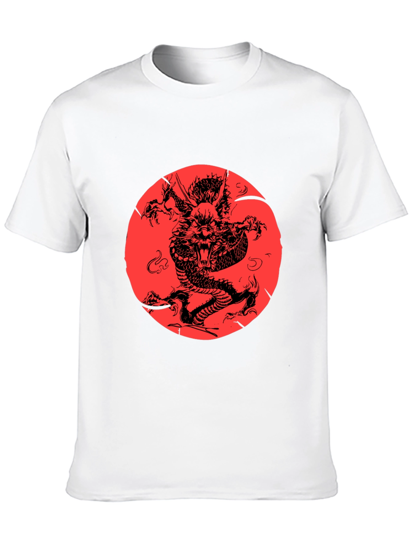 Dragon Graphic Print Black Crewneck T-Shirt