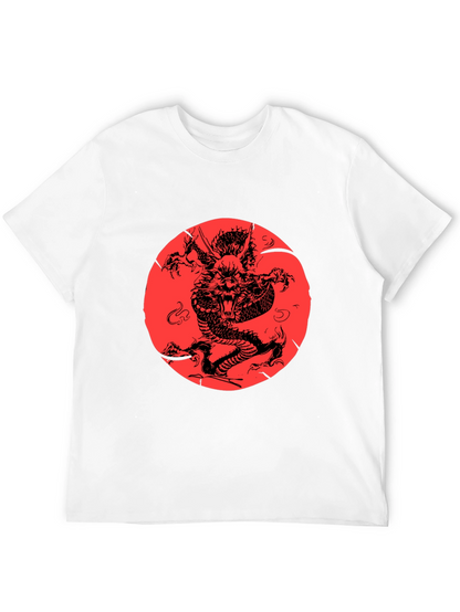 Dragon Graphic Print Black Crewneck T-Shirt