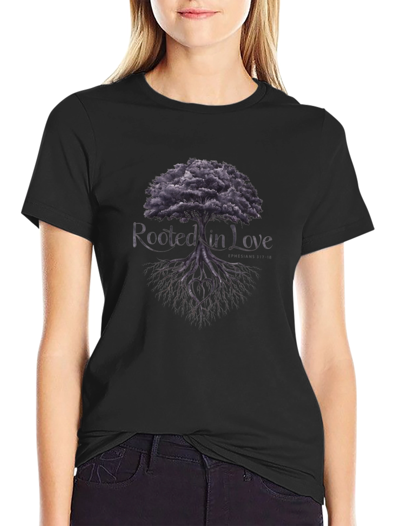 Rooted in Love Tree Graphic Tee - Black