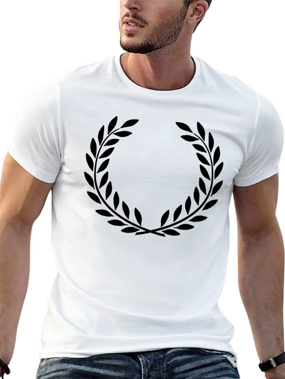 Mens Black Laurel Wreath Graphic T-Shirt