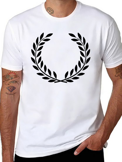 Mens Black Laurel Wreath Graphic T-Shirt