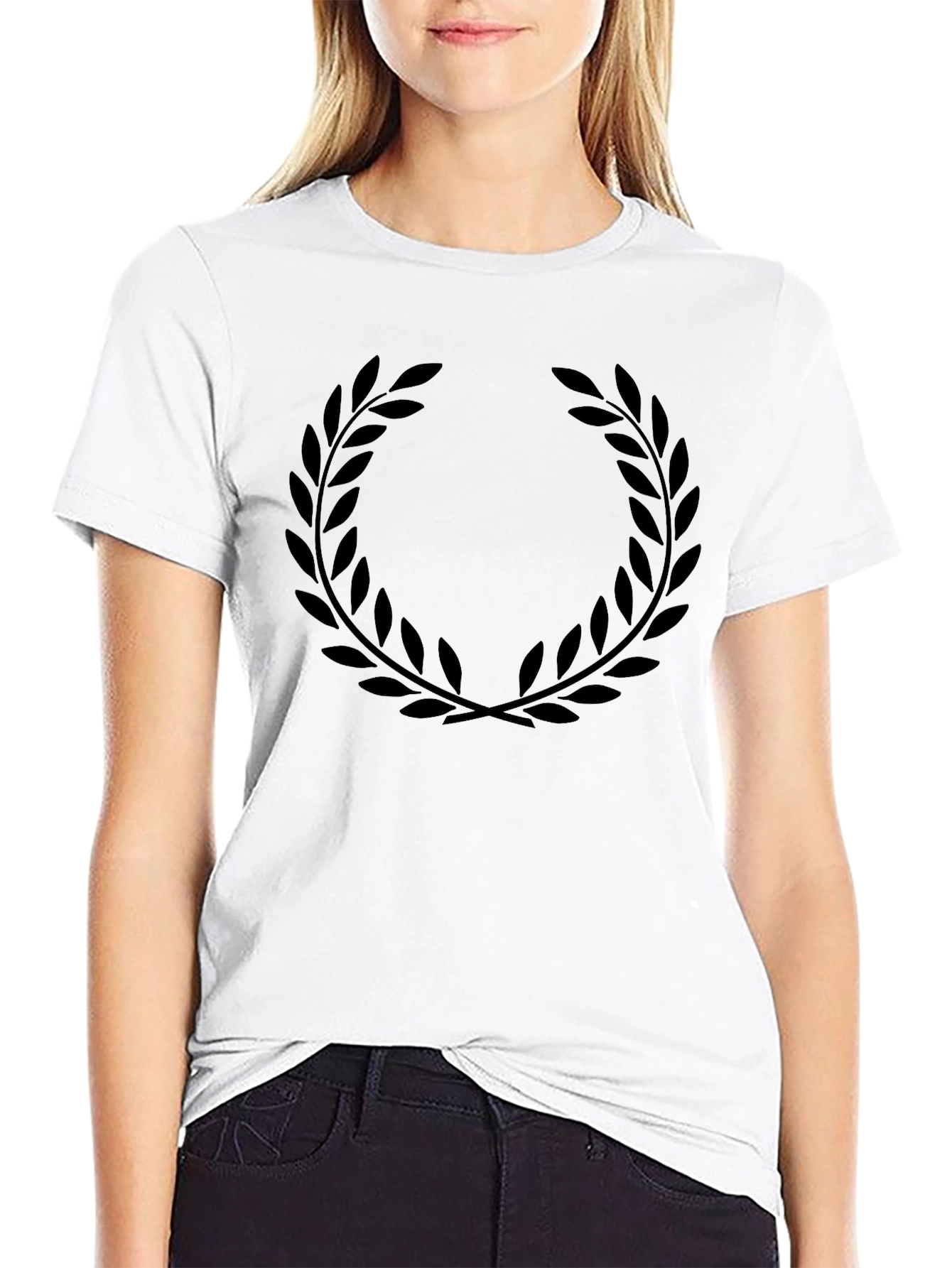 Mens Black Laurel Wreath Graphic T-Shirt