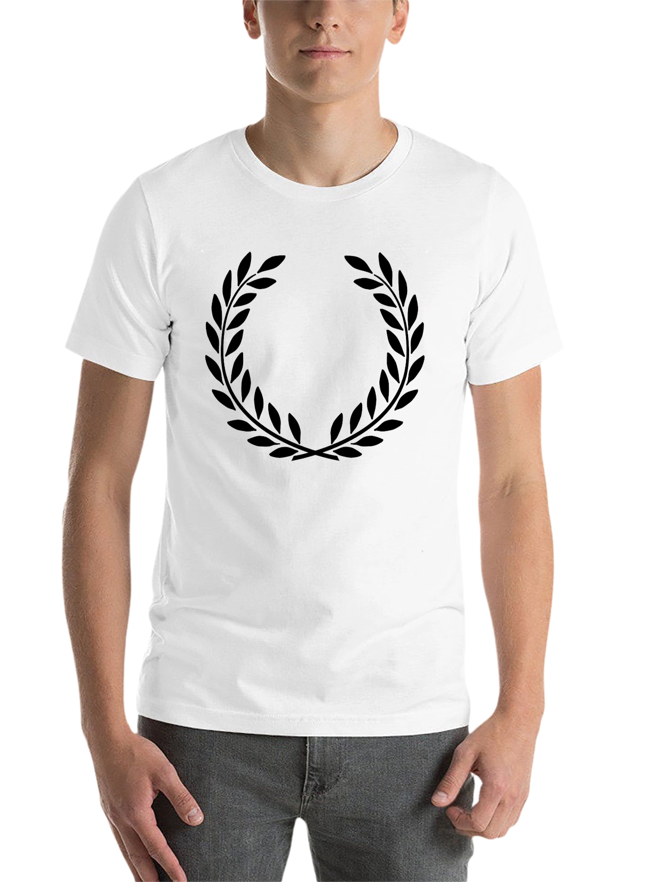 Mens Black Laurel Wreath Graphic T-Shirt