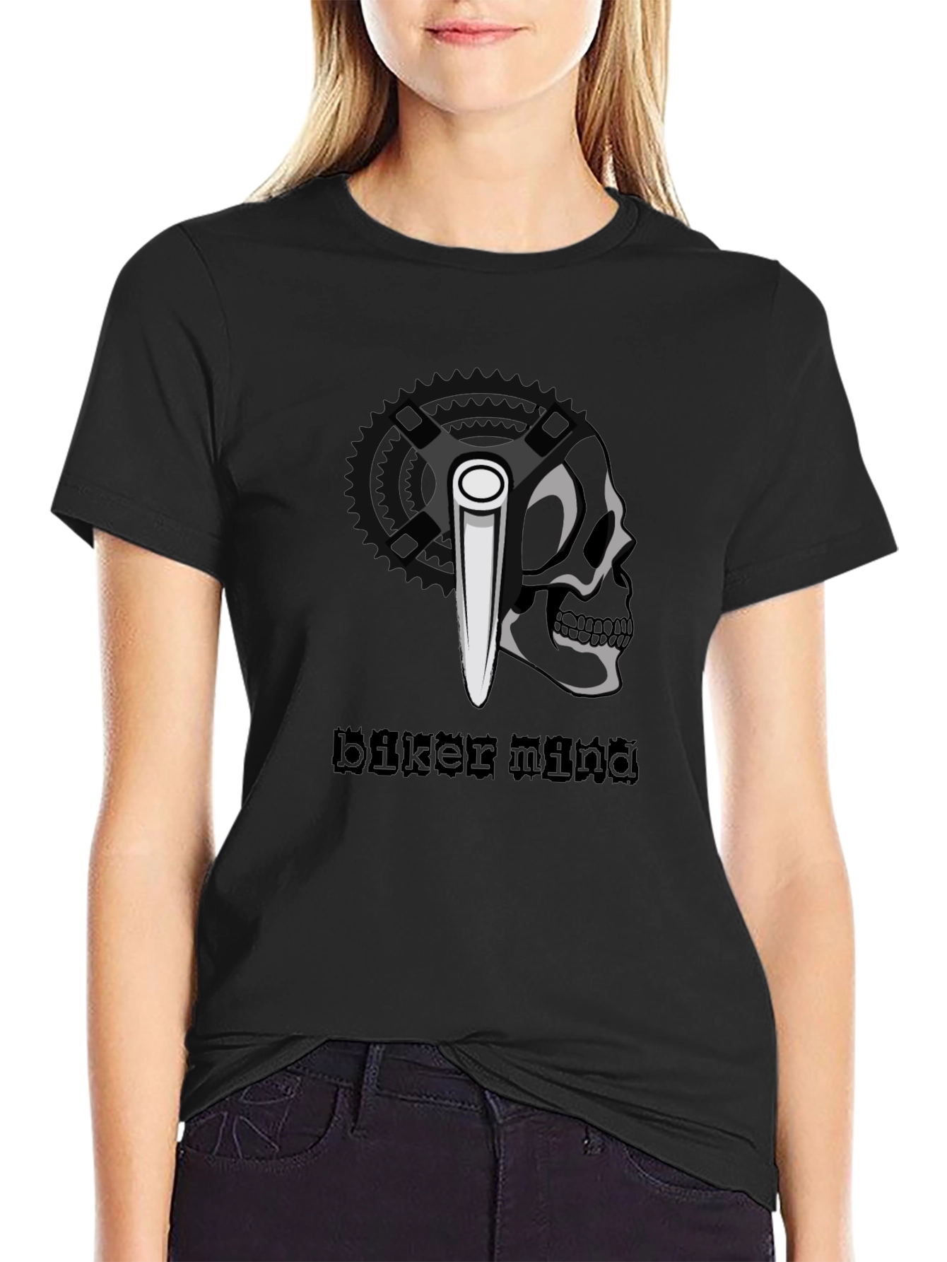 Biker Mind T-Shirt - Skull & Crossbones Graphic Tee