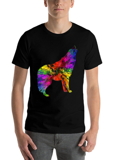 Rainbow Wolf Graphic Tee - Stylish Mens Shirt