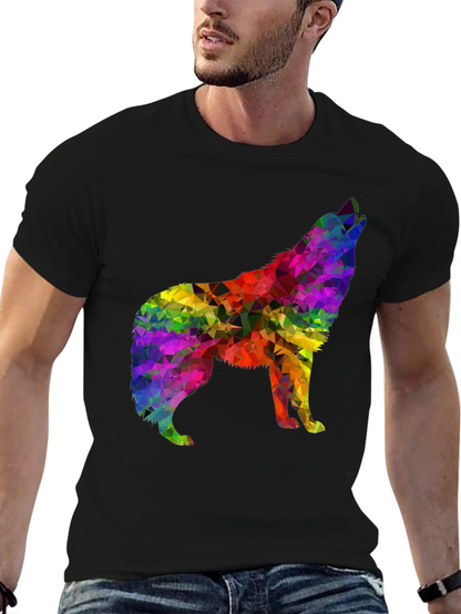 Rainbow Wolf Graphic Tee - Stylish Mens Shirt