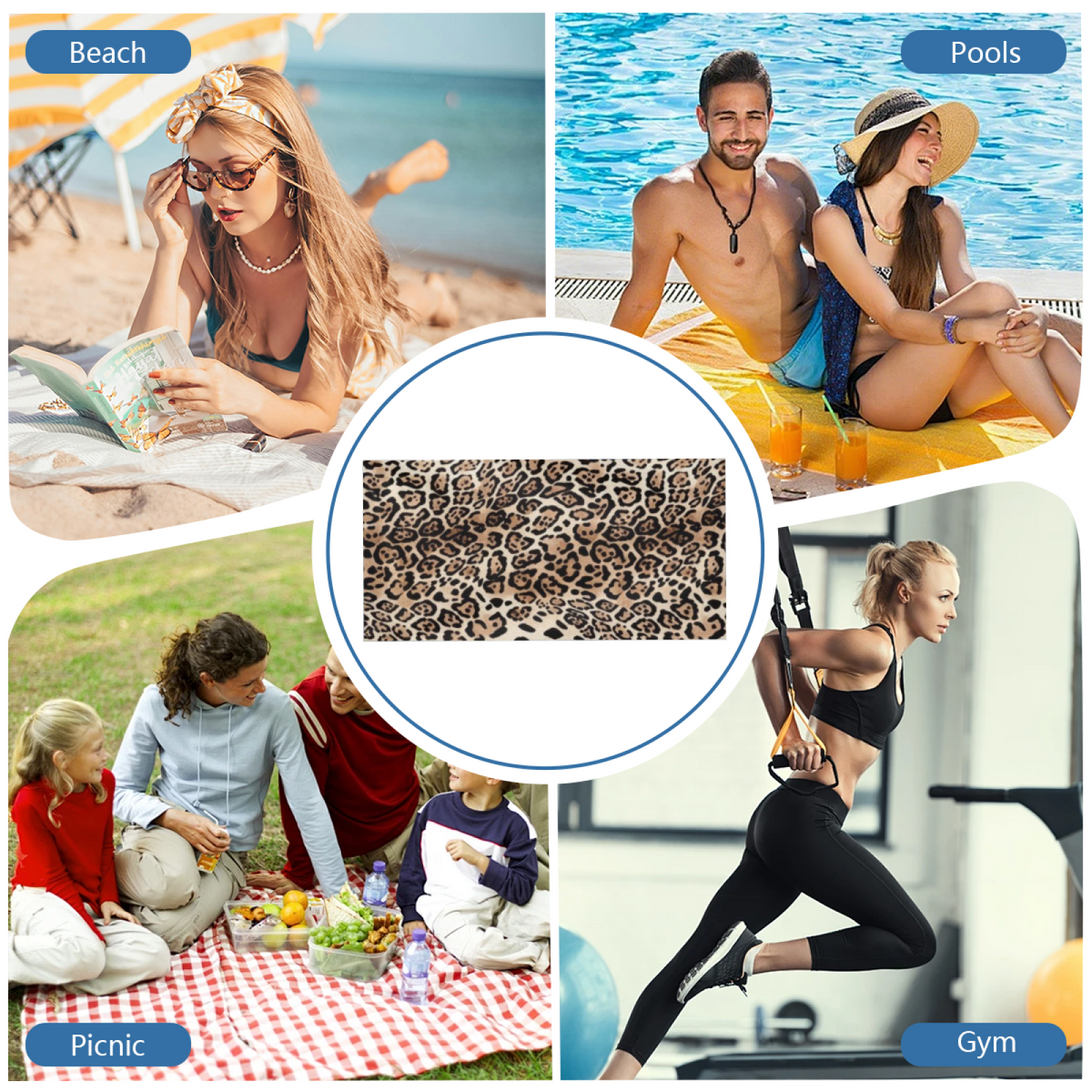 Classic Leopard Animal Print Beach Towel, Silky Soft & Rapid Water Absorption, Various Length Specs Deliver Trendy, Comfortable Beach Lounging