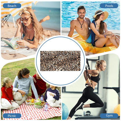 Classic Leopard Animal Print Beach Towel, Silky Soft & Rapid Water Absorption, Various Length Specs Deliver Trendy, Comfortable Beach Lounging