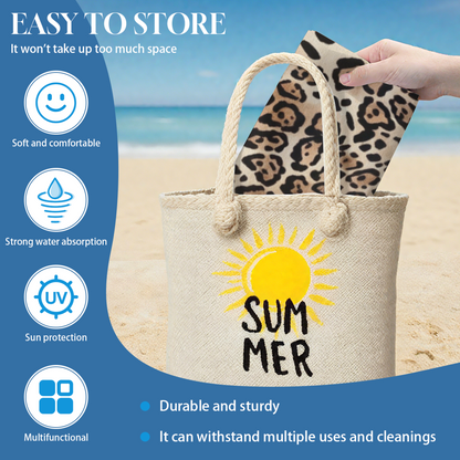 Classic Leopard Animal Print Beach Towel, Silky Soft & Rapid Water Absorption, Various Length Specs Deliver Trendy, Comfortable Beach Lounging