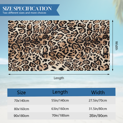 Classic Leopard Animal Print Beach Towel, Silky Soft & Rapid Water Absorption, Various Length Specs Deliver Trendy, Comfortable Beach Lounging