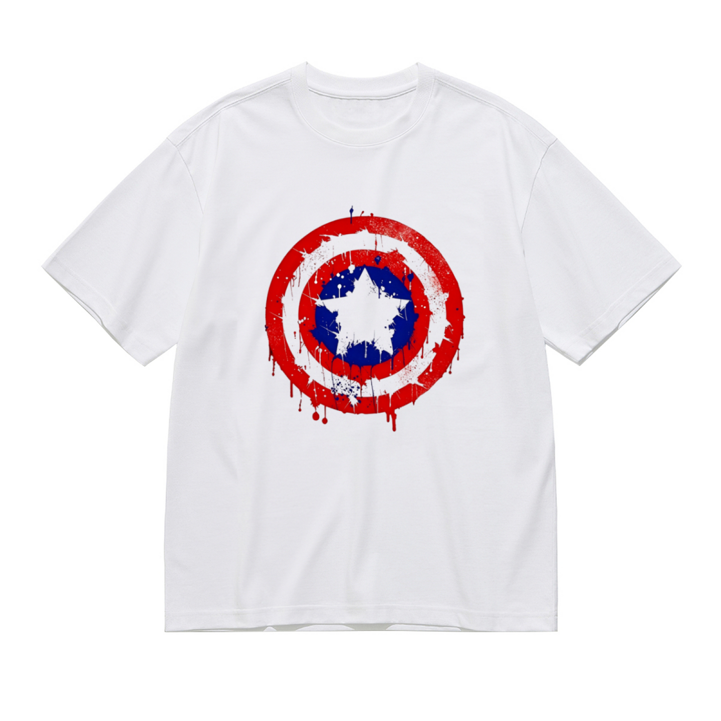 Vintage Splatter Captain America Shield Retro Plus Size Women Printed T-Shirt