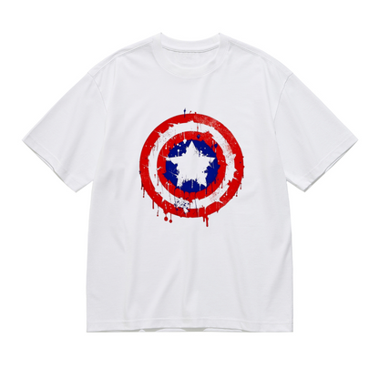 Vintage Splatter Captain America Shield Retro Plus Size Women Printed T-Shirt