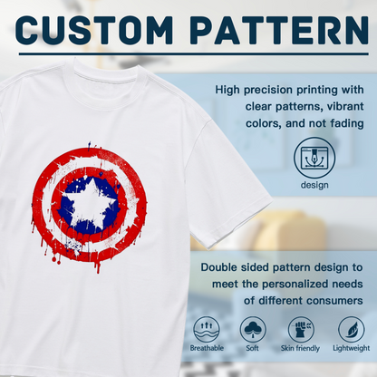 Vintage Splatter Captain America Shield Retro Plus Size Women Printed T-Shirt