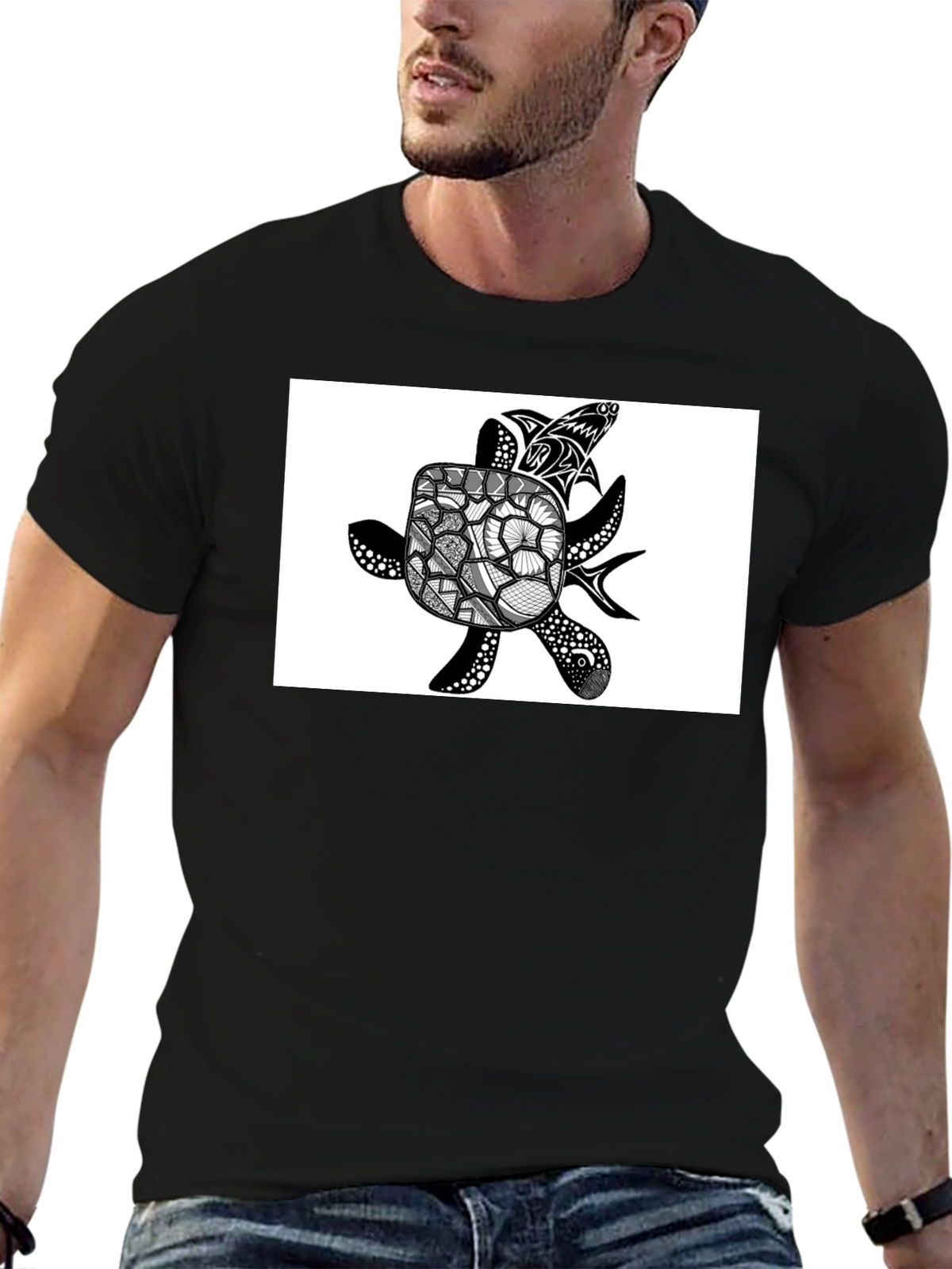 Sea Turtle Graphic T-Shirt - Black