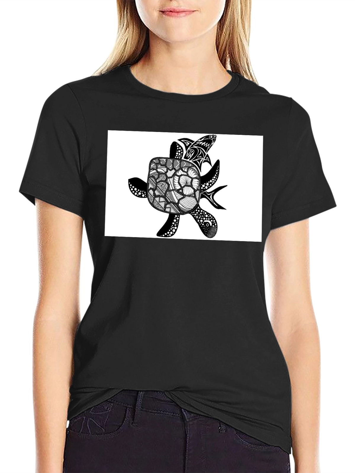 Sea Turtle Graphic T-Shirt - Black