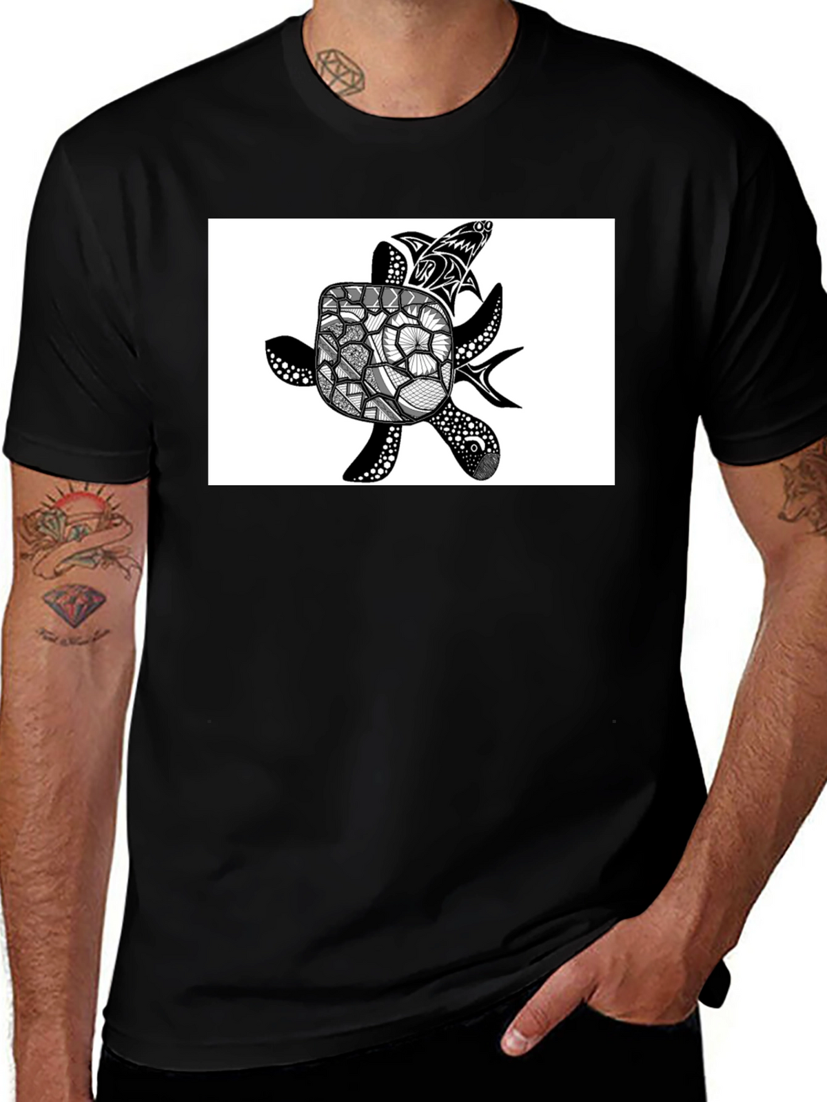Sea Turtle Graphic T-Shirt - Black