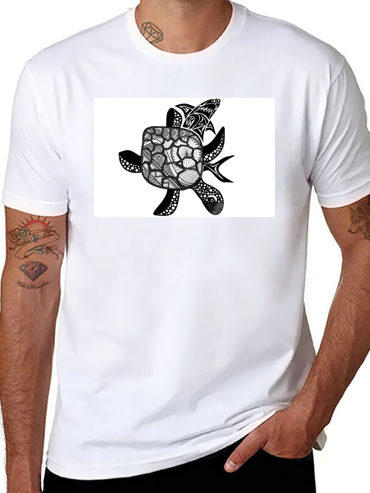 Sea Turtle Graphic T-Shirt - Black