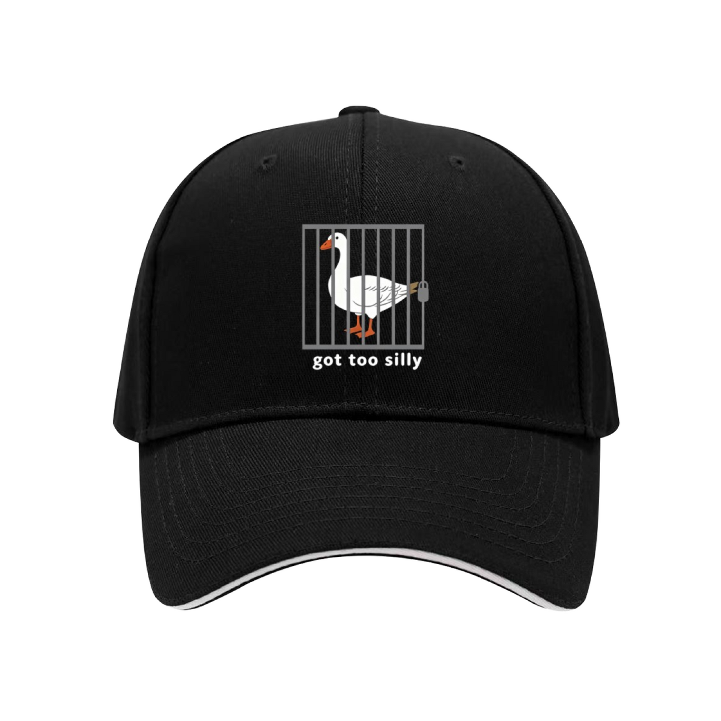 Got Too Silly Funny Goose Cage Graphic Navy Sandwich Baseball Cap