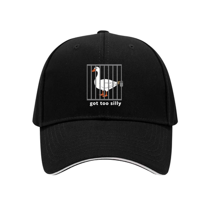Got Too Silly Funny Goose Cage Graphic Navy Sandwich Baseball Cap