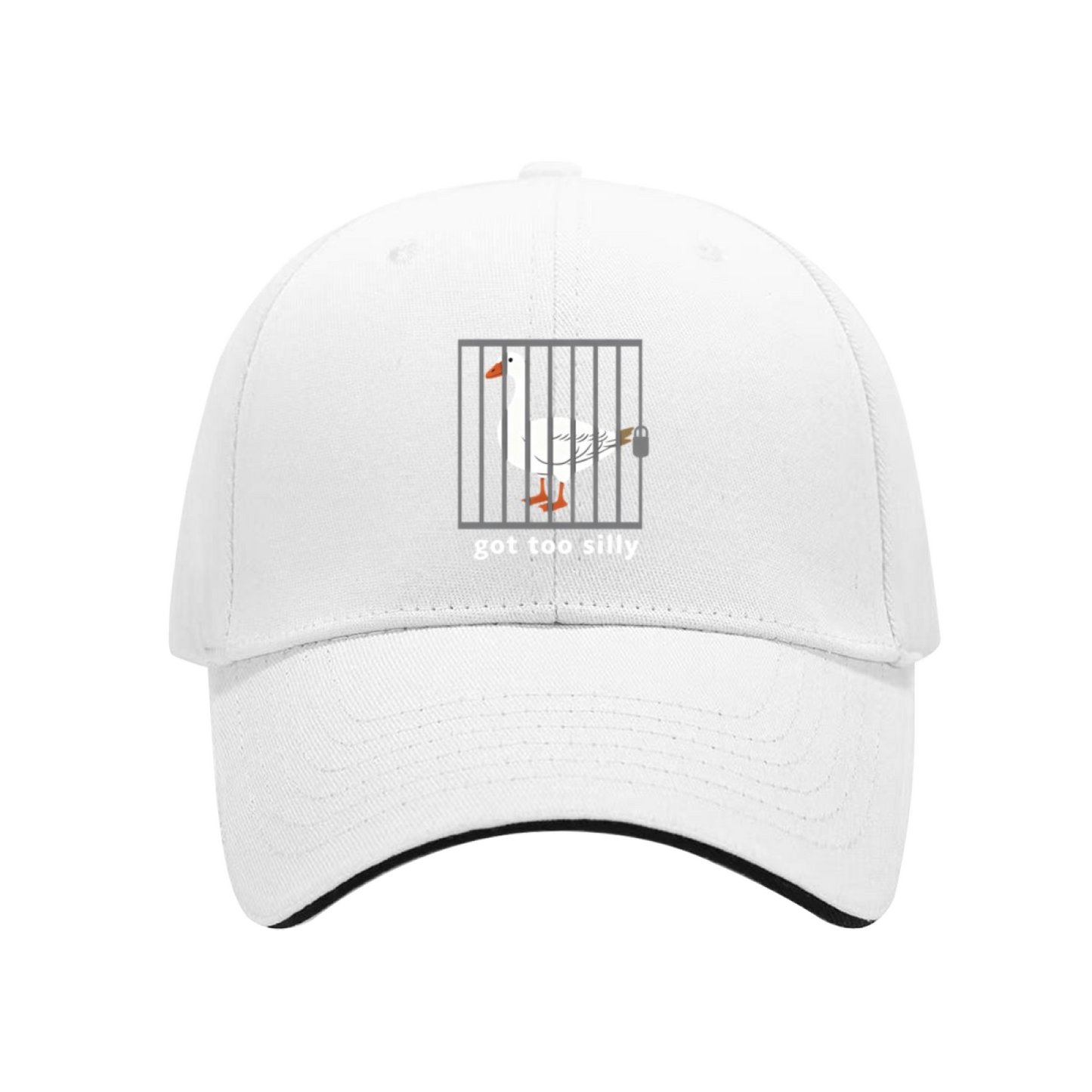Got Too Silly Funny Goose Cage Graphic Navy Sandwich Baseball Cap