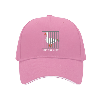 Got Too Silly Funny Goose Cage Graphic Navy Sandwich Baseball Cap