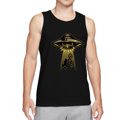 UFO Abducting BMX Rider Alien Weird Retro Graphic Tank Top