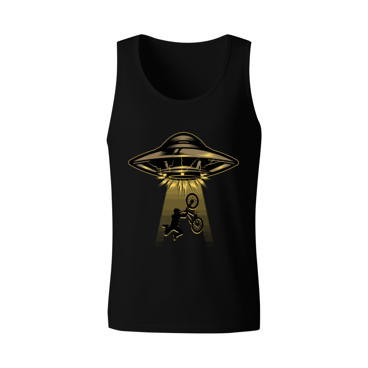 UFO Abducting BMX Rider Alien Weird Retro Graphic Tank Top