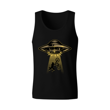 UFO Abducting BMX Rider Alien Weird Retro Graphic Tank Top