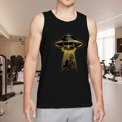 UFO Abducting BMX Rider Alien Weird Retro Graphic Tank Top