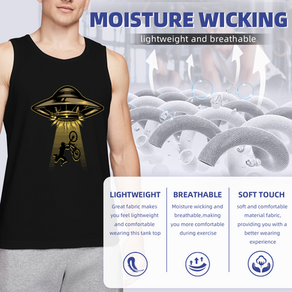 UFO Abducting BMX Rider Alien Weird Retro Graphic Tank Top