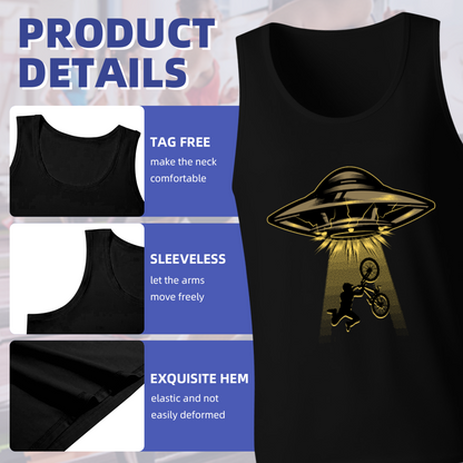 UFO Abducting BMX Rider Alien Weird Retro Graphic Tank Top