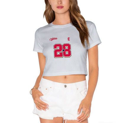Hot Pink Y2K Sports Crop Top With California Varsity Number 28