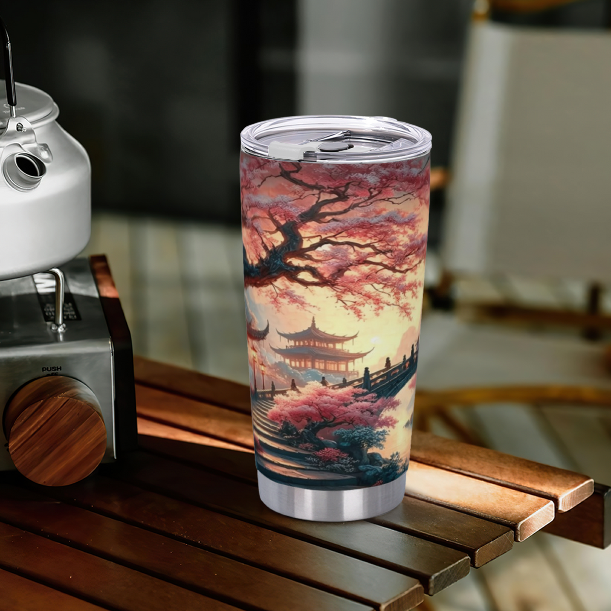 Cozy Vintage Floral Tea Table Red Geranium Still Life 20oz Tumbler