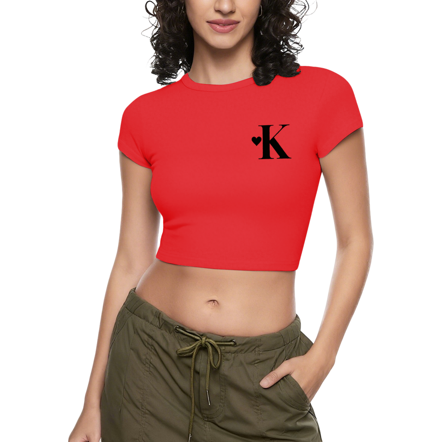 Simple Big-Eyed Black Cat Minimal Crop Top
