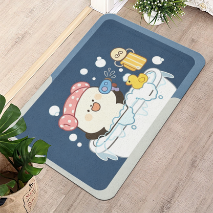 Cute Bathing Cartoon Character Diatom Mat | Bubble Duck Fun Silicone Kids Bathroom Rug
