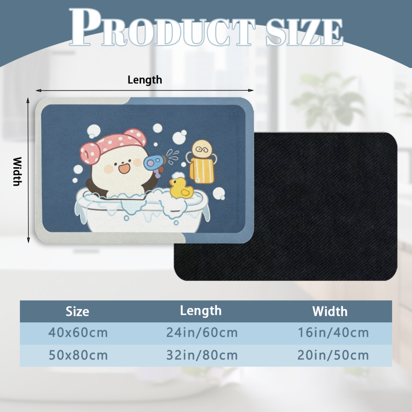 Cute Bathing Cartoon Character Diatom Mat | Bubble Duck Fun Silicone Kids Bathroom Rug