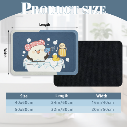 Cute Bathing Cartoon Character Diatom Mat | Bubble Duck Fun Silicone Kids Bathroom Rug