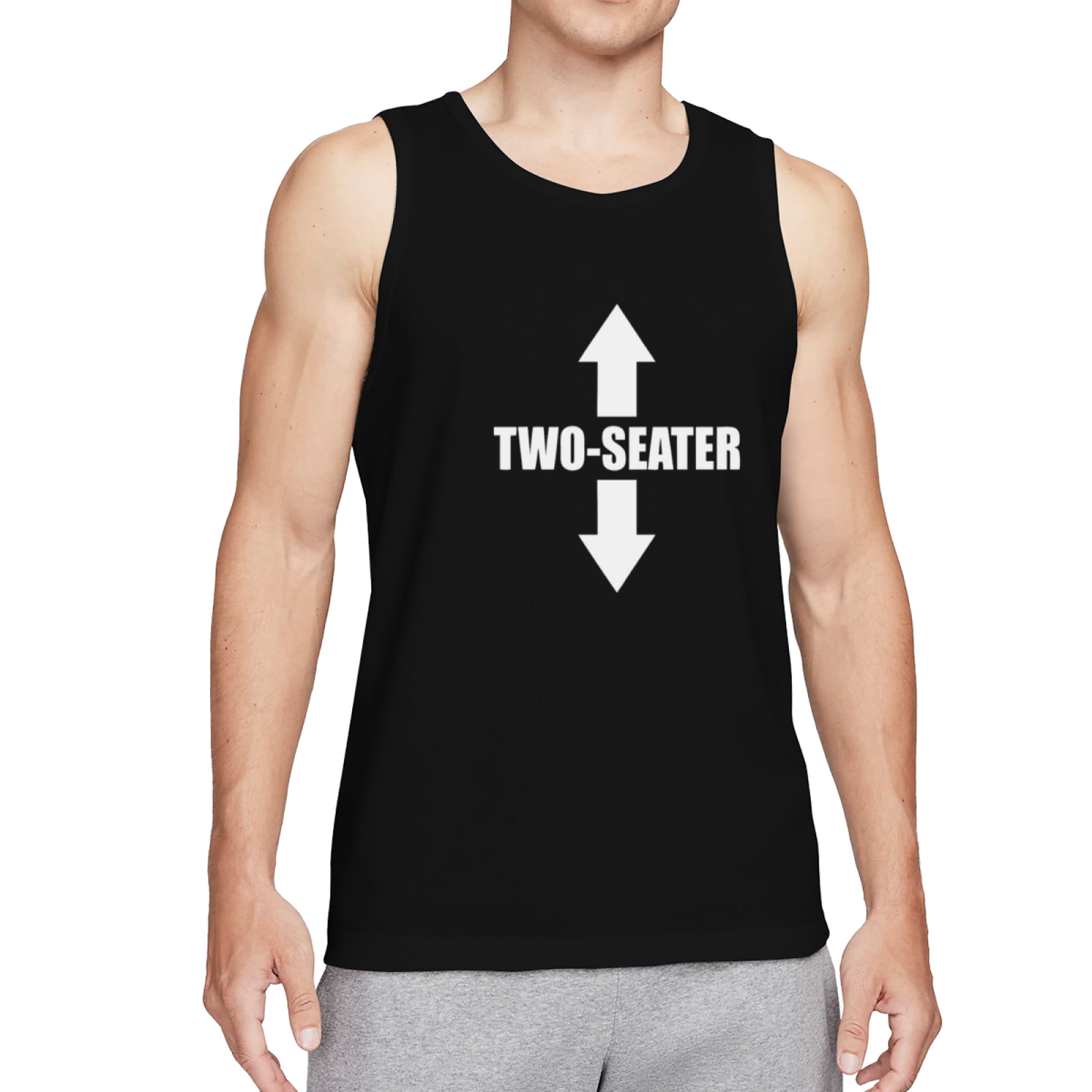 Two-Seater Funny Double Arrow Meme Graphic Tank Top For Guys