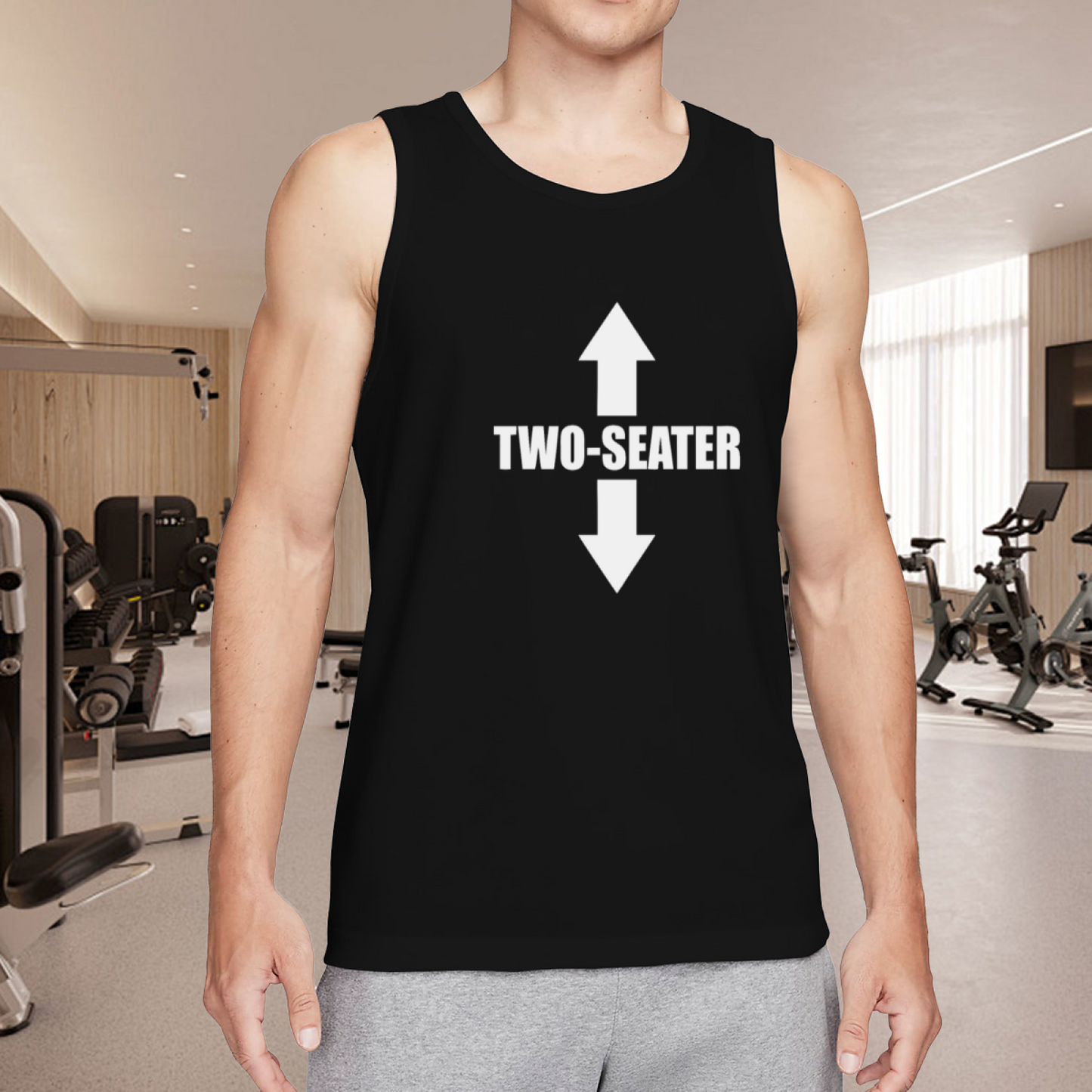Two-Seater Funny Double Arrow Meme Graphic Tank Top For Guys
