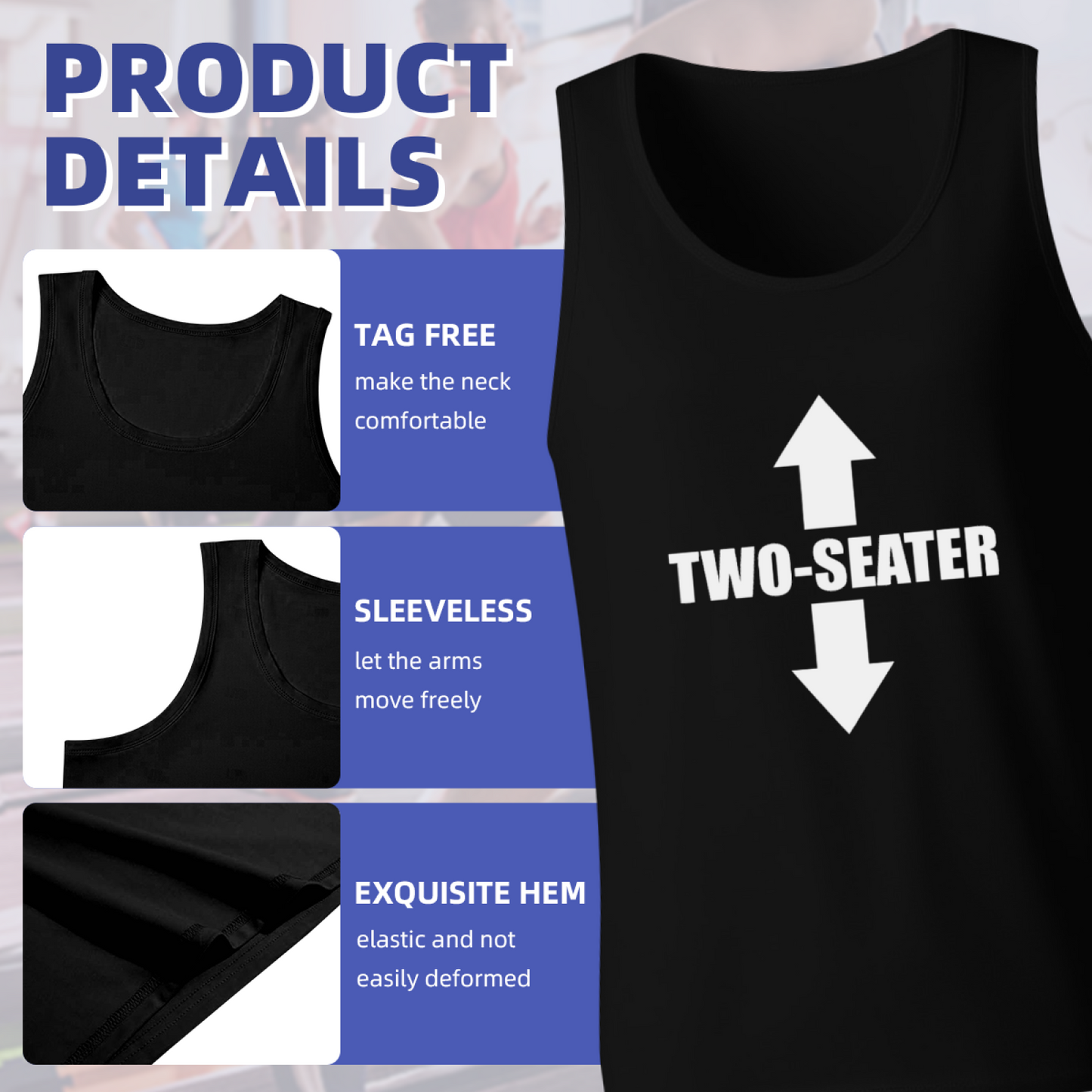 Two-Seater Funny Double Arrow Meme Graphic Tank Top For Guys