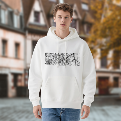 Minimal Dead Branch Art White Hoodie, Relaxed Comfort All-match Hoodie