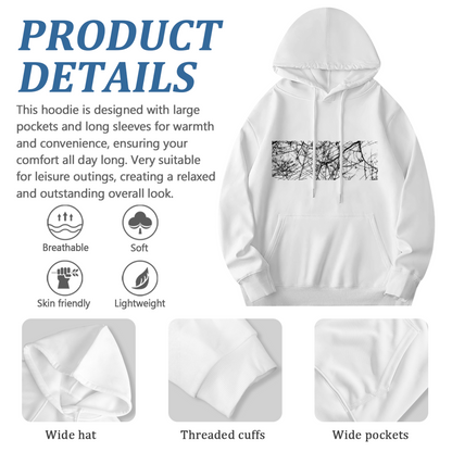 Minimal Dead Branch Art White Hoodie, Relaxed Comfort All-match Hoodie