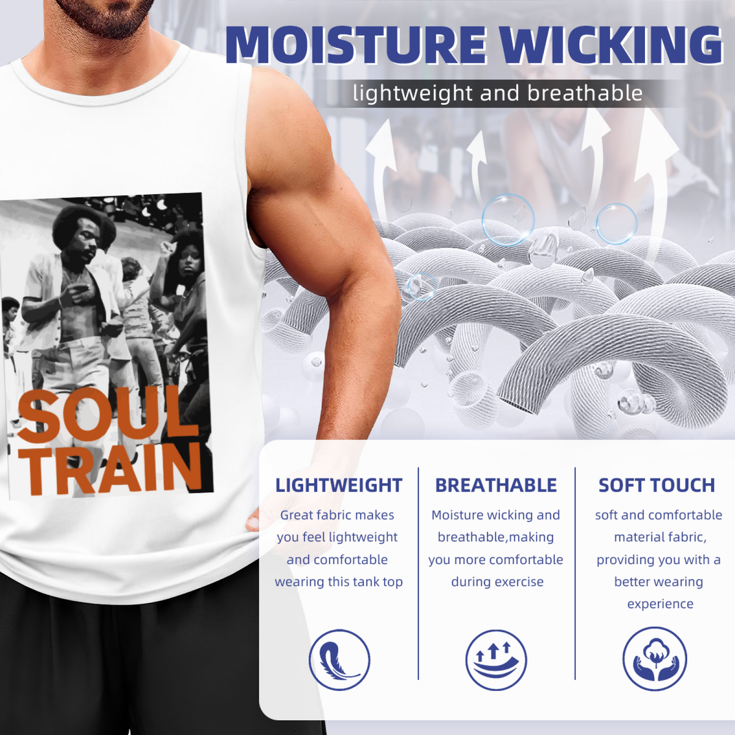 Retro Soul Train Vintage Funk Dance Men Tank Top