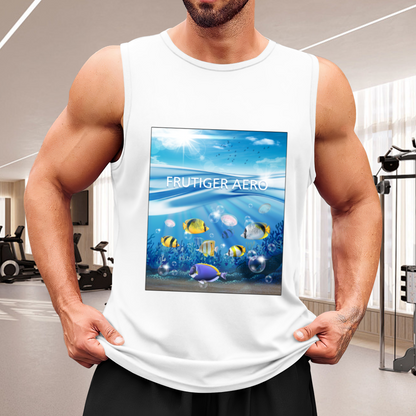 Frutiger Aero Retro Underwater Tropical Fish Men Tank Top