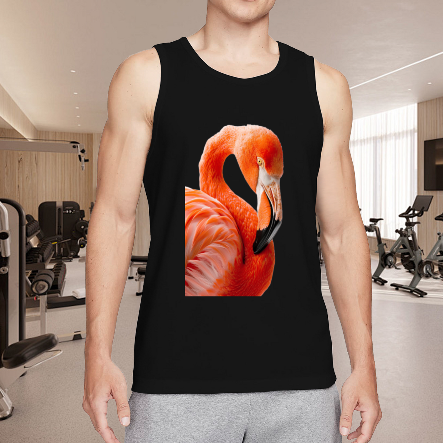 Vivid Real Flamingo Portrait Sleeveless Tank For Men