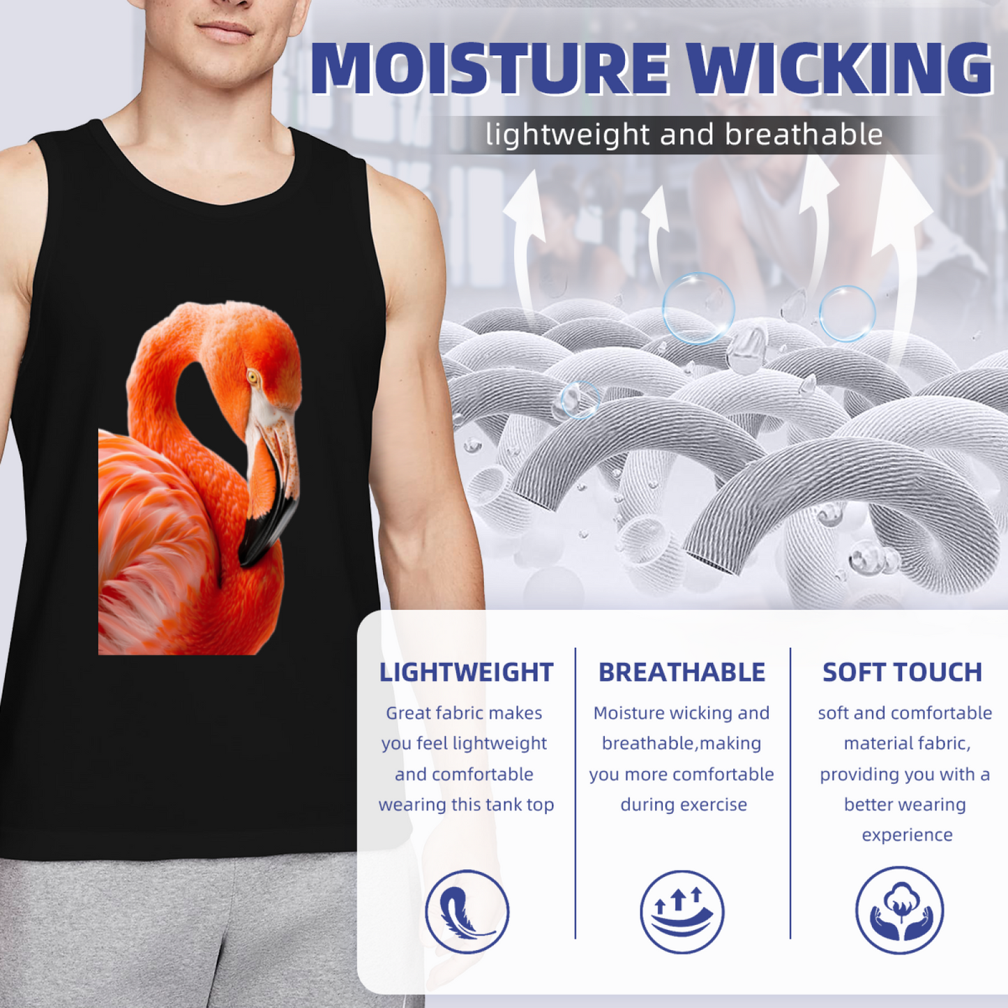 Vivid Real Flamingo Portrait Sleeveless Tank For Men