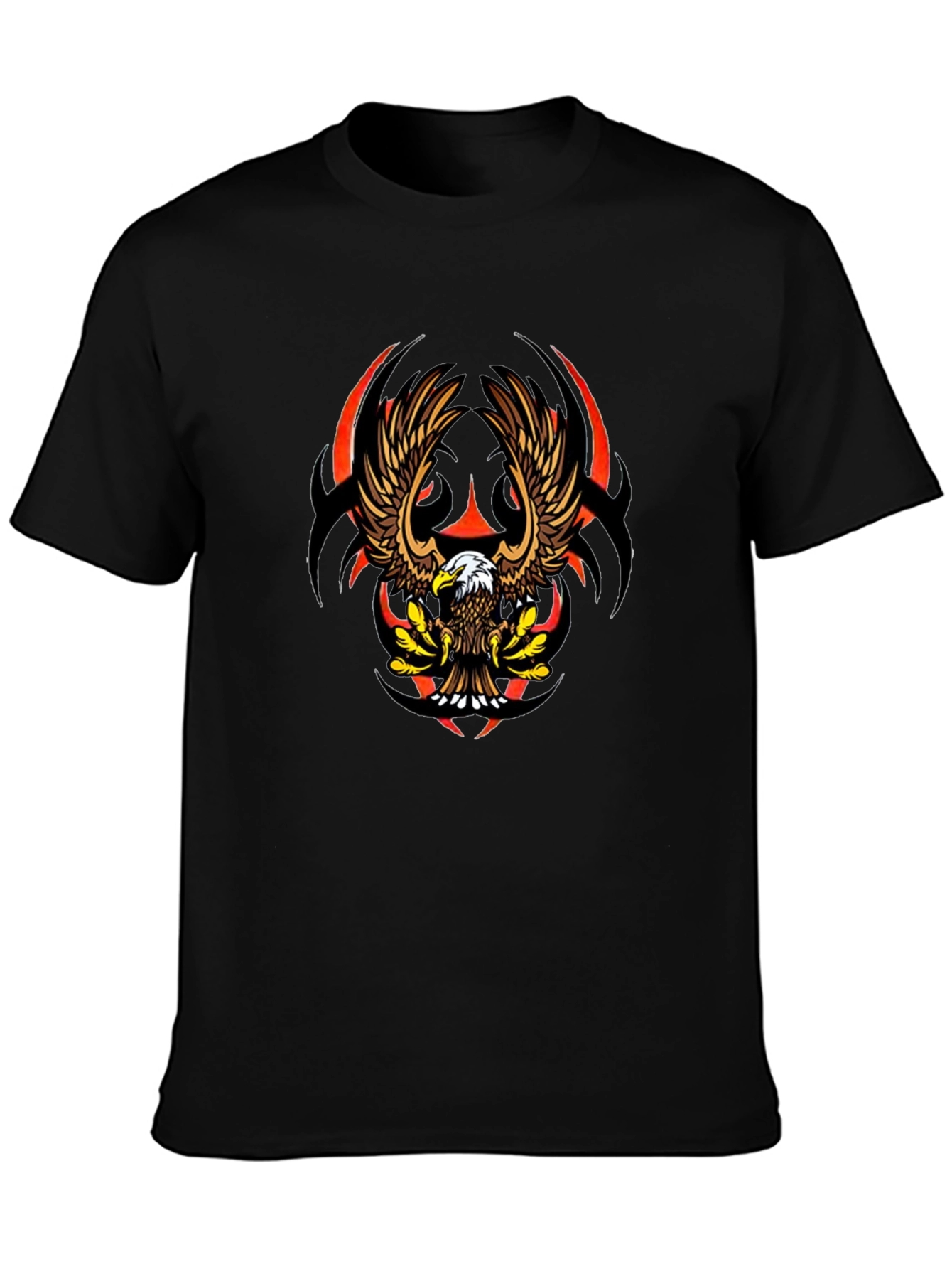Eagle Graphic Black Tee - Bold Tribal Design