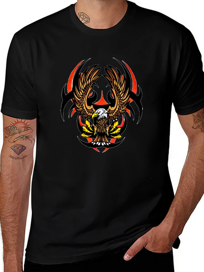 Eagle Graphic Black Tee - Bold Tribal Design